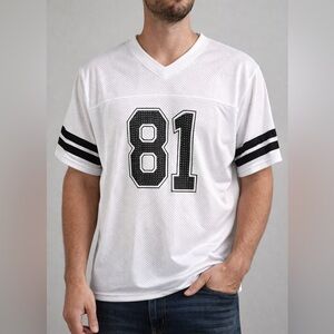 Galaxy By Harvic White Mesh Jersey with Black Stripes NWT